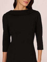 Adrianna Papell Rolled Neck Crepe Midi Dress - Image 4 of 7