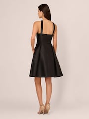 Adrianna Papell Halter Mikado Short Black Dress - Image 2 of 7