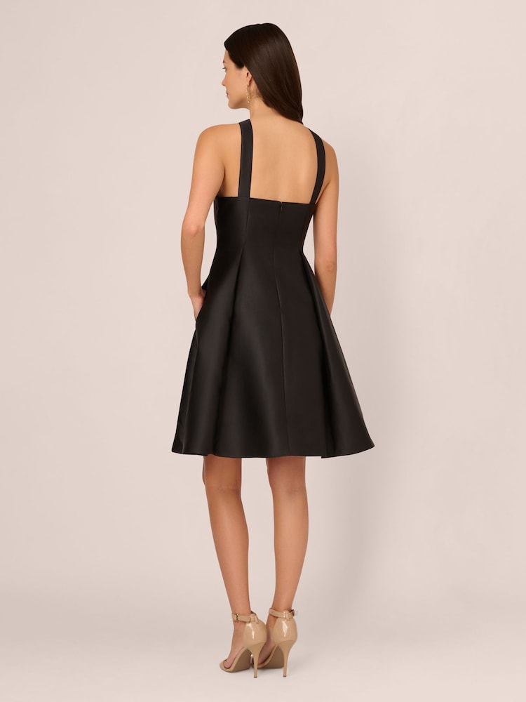 Adrianna Papell Halter Mikado Short Black Dress - Image 2 of 7