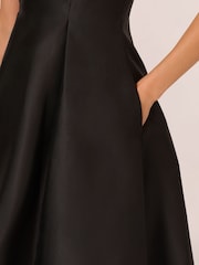 Adrianna Papell Halter Mikado Short Black Dress - Image 5 of 7