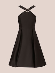 Adrianna Papell Halter Mikado Short Black Dress - Image 6 of 7