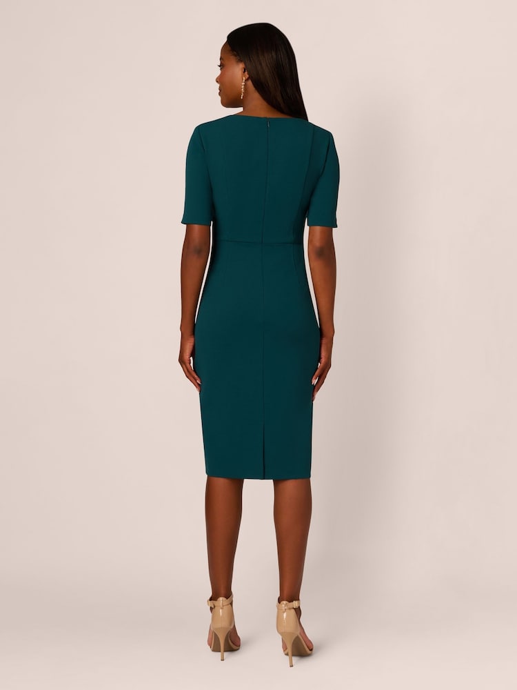 Verde - Adrianna Papell Crepe Tie Front Midi Dress - Imagem 2 de 7