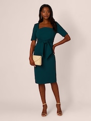 Verde - Adrianna Papell Crepe Tie Front Midi Dress - Imagem 3 de 7