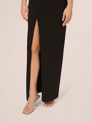Adrianna by Adrianna Papell Knit Crepe One Shoulder Black Gown - Image 5 of 7