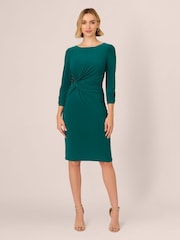 Adrianna Papell Green Boat Neck Sheath Short Dress - Image 1 of 7