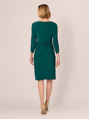 Adrianna Papell Green Boat Neck Sheath Short Dress - Image 2 of 7