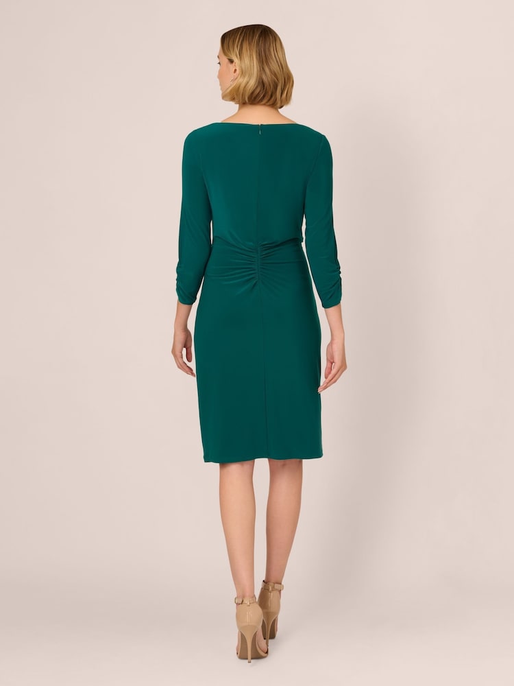 Adrianna Papell Green Boat Neck Sheath Short Dress - Image 2 of 7