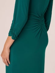Adrianna Papell Green Boat Neck Sheath Short Dress - Image 4 of 7