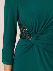 Adrianna Papell Green Boat Neck Sheath Short Dress - Image 5 of 7