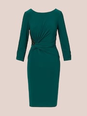 Adrianna Papell Green Boat Neck Sheath Short Dress - Image 6 of 7