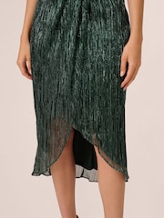 Adrianna Papell Green Halter Crinkle Metallic Dress - Image 5 of 7