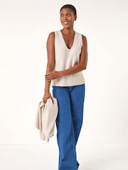 Roman Natural Sequin Embellished Knit Vest - Image 2 of 5