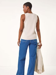 Roman Natural Sequin Embellished Knit Vest - Image 3 of 5