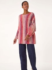 Roman Pink Slash Neck Boucle Knit Jumper - Image 4 of 5