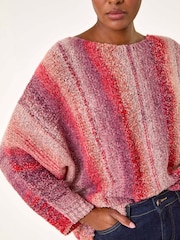 Roman Pink Slash Neck Boucle Knit Jumper - Image 5 of 5