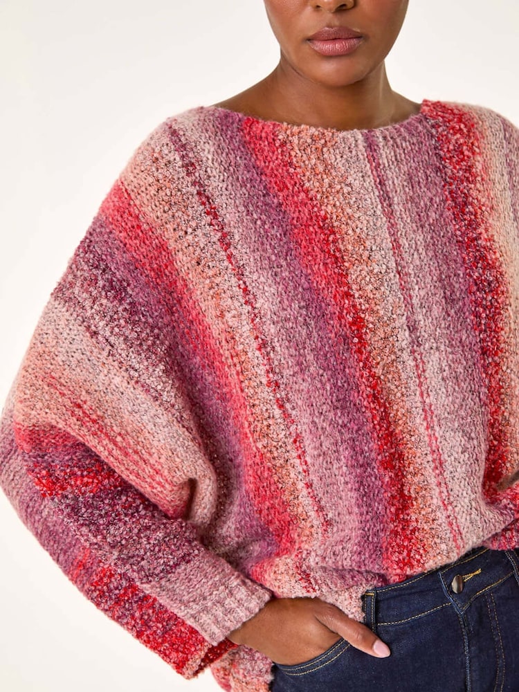 Roman Pink Slash Neck Boucle Knit Jumper - Image 5 of 5