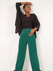 Roman Green Cotton Blend Wide Leg Stretch Jeans - Image 2 of 5