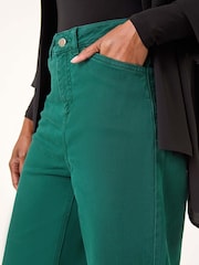 Roman Green Cotton Blend Wide Leg Stretch Jeans - Image 5 of 5
