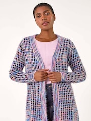 Roman Purple Multi Spacedye Fluffy Cardigan - Image 3 of 5