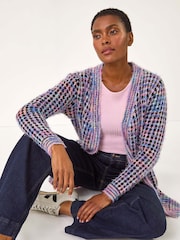 Roman Purple Multi Spacedye Fluffy Cardigan - Image 4 of 5