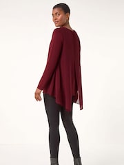 Roman Red Ring Front Chiffon Overlay Tunic Top - Image 3 of 5