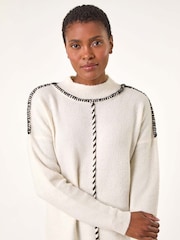 Roman White Seam Detail Funnel Neck Jumper - Image 1 of 5