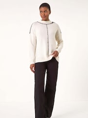 Roman White Seam Detail Funnel Neck Jumper - Image 2 of 5