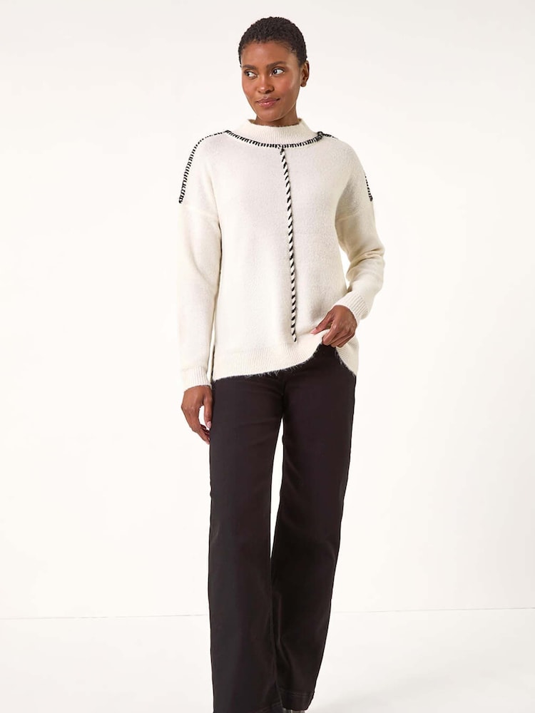 Roman White Seam Detail Funnel Neck Jumper - Image 2 of 5