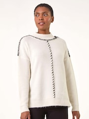 Roman White Seam Detail Funnel Neck Jumper - Image 4 of 5