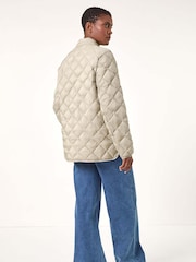 Roman Green Diamond Quilted Funnel Coat - Image 5 of 6