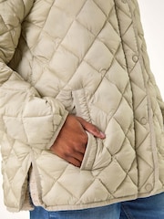 Roman Green Diamond Quilted Funnel Coat - Image 6 of 6