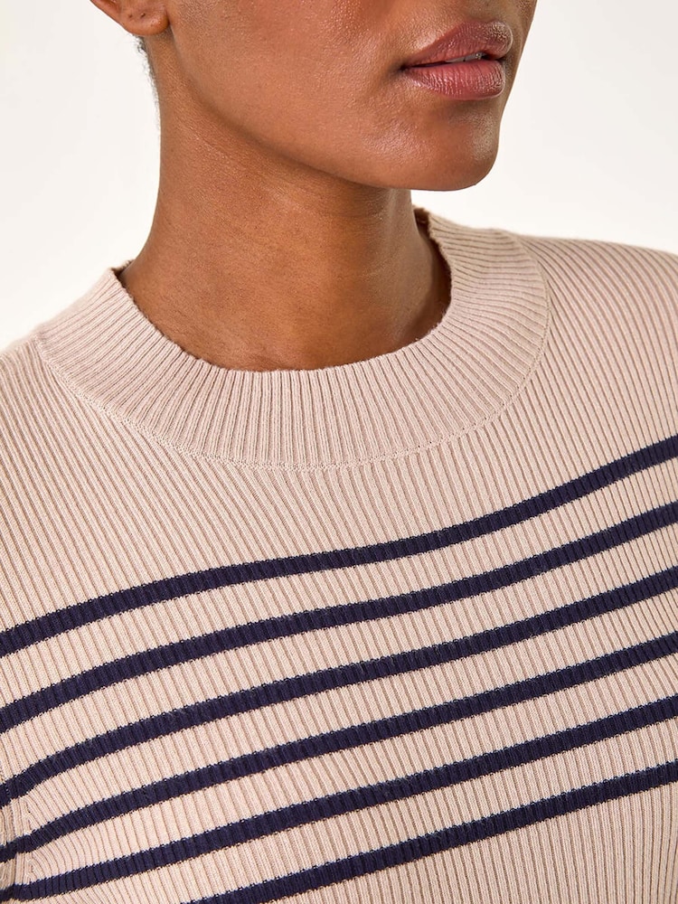 Roman Natural Stripe Ribbed Crew Jumper - Image 5 of 5