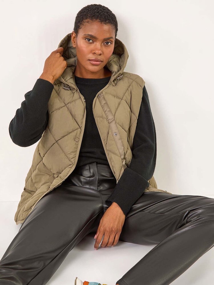 Roman Green Hooded Quilt Gilet - Image 1 of 5