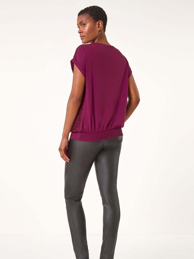 Top de jersey elástico con panel de encaje Roman - Imagen 2 de 4