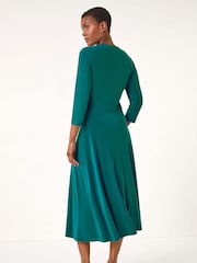 Roman Blue Stretch Cross-Over Midi Dress - Image 2 of 5