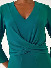 Roman Blue Stretch Cross-Over Midi Dress - Image 5 of 5