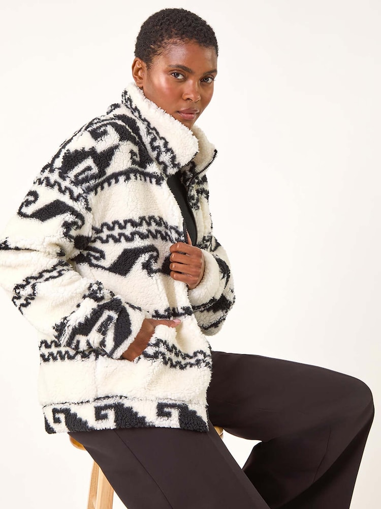 Roman Natural Printed Fleece Jacket - Image 1 of 5