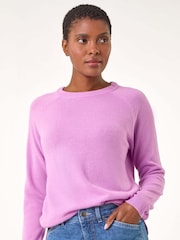 Roman Pink Plain Soft Crew Neck Jumper - Image 1 of 5