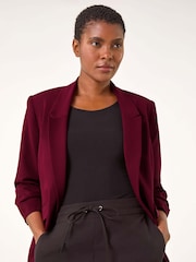 Roman Red Ruched Sleeve Stretch Blazer - Image 1 of 5