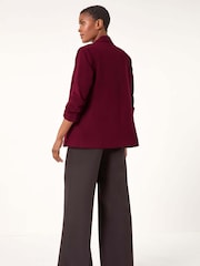 Roman Red Ruched Sleeve Stretch Blazer - Image 3 of 5