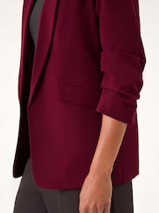 Roman Red Ruched Sleeve Stretch Blazer - Image 5 of 5