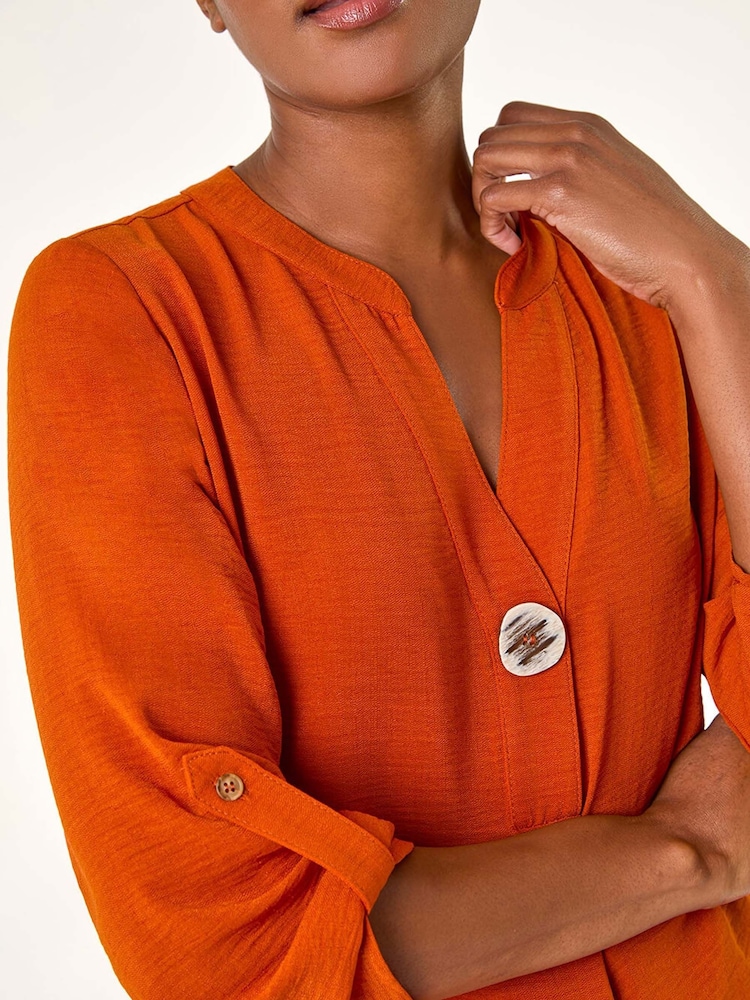 Naranja - Roman V-Neck Button Detail Top - Imagen 5 de 5 Naranja - Roman V-Neck Button Detail Top - Imagen 5 de 5