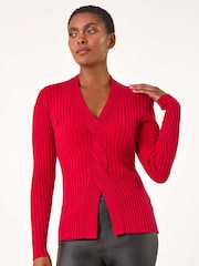 Roman Red Cable Split Knit Jumper - Image 1 of 5
