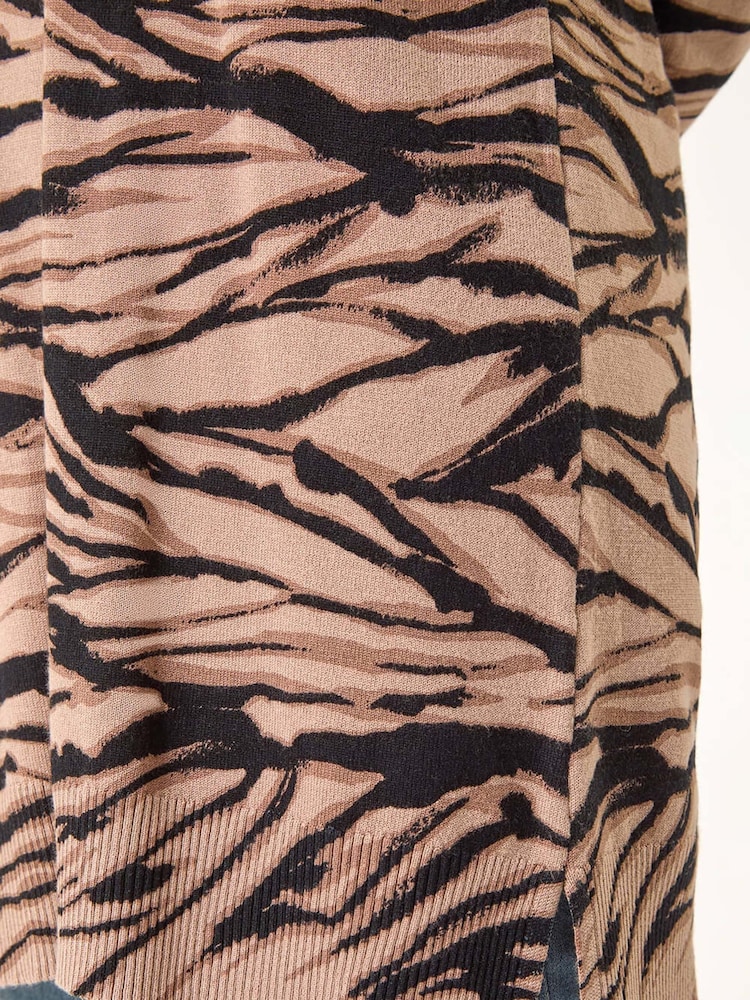 Roman Brown Animal Print V-Neck Jumper - Image 5 of 5