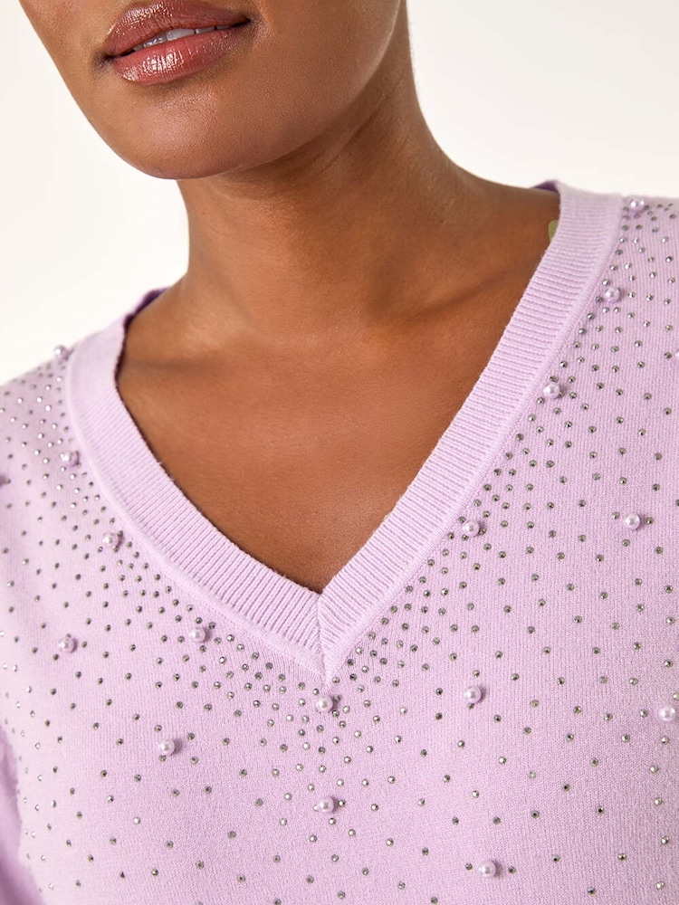 Roman Purple Pearl Sparkle Embellished Jumper - Image 5 of 5