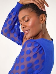Azul - Roman Polka Dot Sleeve Knit Jumper - Imagen 2 de 5