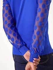 Azul - Roman Polka Dot Sleeve Knit Jumper - Imagen 5 de 5