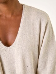 Roman Natural Sequin Embellished Knit Cardigan - Image 5 of 5