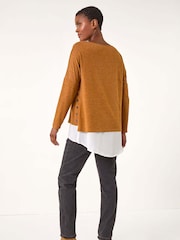 Roman Natural 2-in-1 Contrast Hem Detail Stretch Top - Image 2 of 5