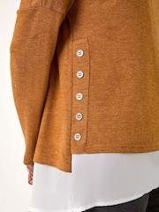 Roman Natural 2-in-1 Contrast Hem Detail Stretch Top - Image 5 of 5